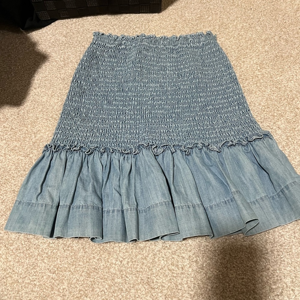 Veronica Beard Light Blue Ruffle Mini Skirt